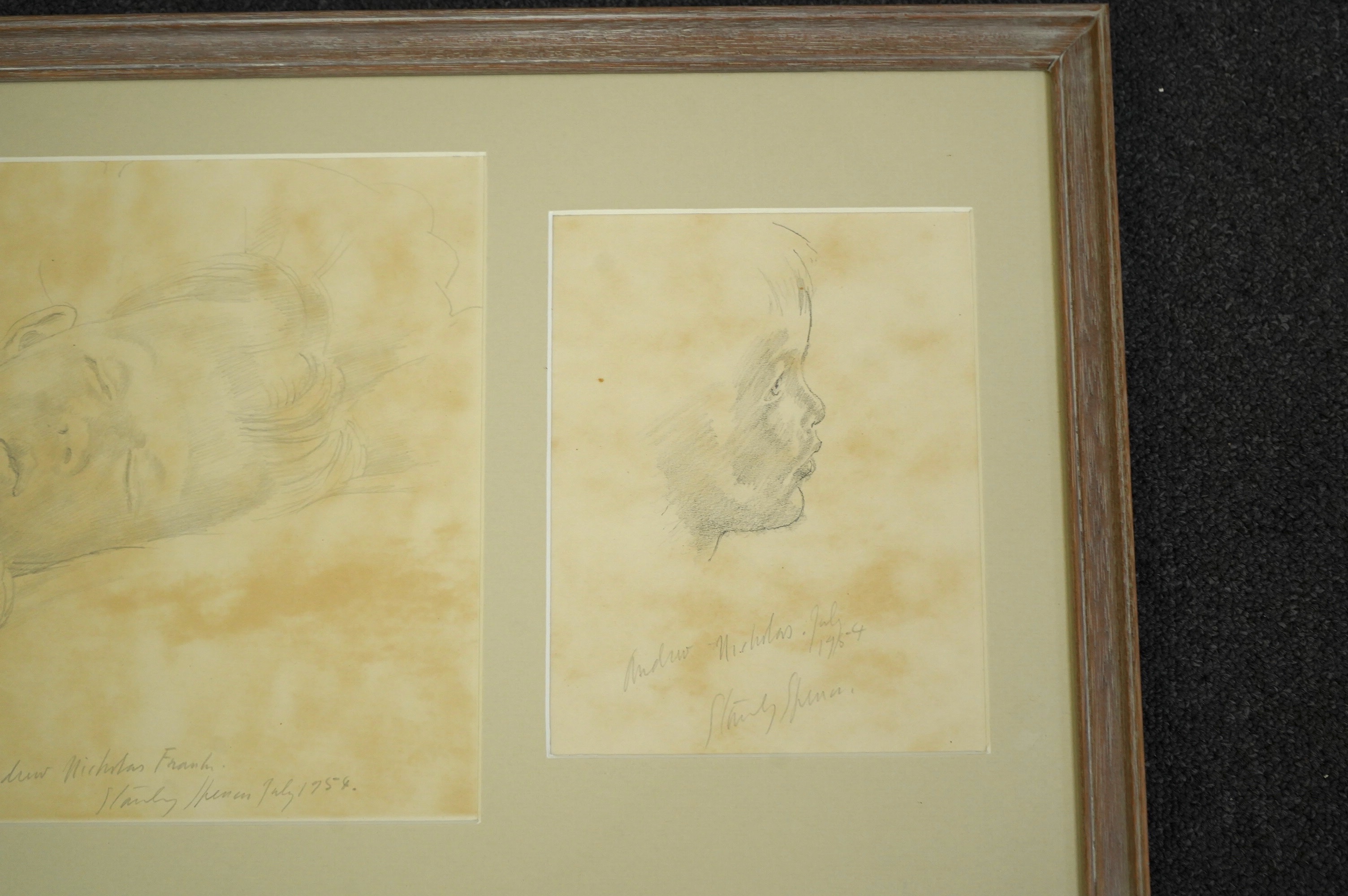 Sir Stanley Spencer R.A. (British, 1891-1959), pencil on paper, Studies of Andrew Franks, aged 2½ years at Chauntry Court, Maidenhead, during the summer of 1954, signed in pencil and dated July 1954, 24 x 32cm and 19.5 x